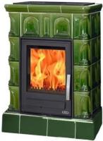ABX BRITANIA K (6,9кВт в воду) кафельный цоколь, зеленая дровяная печь