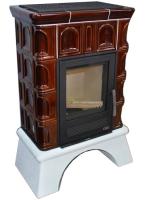 ABX Britania K (6,9кВт в воду) белый цоколь, коричневая дровяная печь