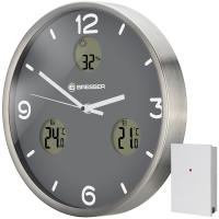 Bresser MyTime io NX Thermo/Hygro, 30 см, серые проекционные часы