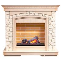 Dimplex Glasgow (слоновая кость с патиной) с очагом Cassete 400 электрокамин с классическим очагом 3D