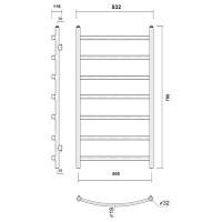 Domoterm Калипсо П7 500x700 БЕЛ водяной полотенцесушитель шириной 510 - 600 мм