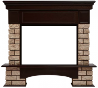 Firelight Bricks Wood 25 камень корич., шпон тем. дуб широкий портал