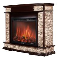 Electrolux EFP/P-3020LS с порталом Firelight Scala 30 камень сланец скалистый бурый, шпон тёмный дуб электрокамин с широким очагом 2D