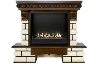 Firezo Pierre Luxe Lord Темный дуб белый камень напольный биокамин
