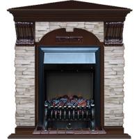 Glenrich Арочный угловой (Fobos BL,BR) камень-Мисхор/цвет-Дуб 46 электрокамин с классическим очагом 2D