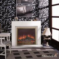 Glenrich Астория Delux 33 (Sharm33 Brass) Белый по шпону электрокамин с широким очагом 2D
