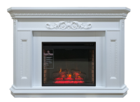 Glenrich Каролина Delux (Vision 28 EF LED FX) камень-Марсель/цвет-Белая эмаль электрокамин с широким очагом 2D