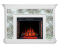 Glenrich Каролина Delux (Vision 28 EF LED FX) камень-Марсель/цвет-Белый по шпону электрокамин с широким очагом 2D