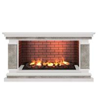 Glenrich Лорд Salsa 3D камень-Марсель/цвет-Беленный дуб электрокамин с широким очагом 3D