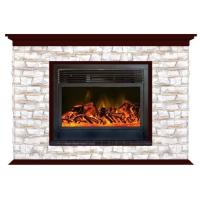 Glenrich Пафос 28 (New flame) камень-Алтай/цвет-Красное дерево электрокамин с широким очагом 2D