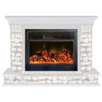 Glenrich Панорама 28 (New flame) камень-Алтай/цвет-Беленный дуб электрокамин с широким очагом 2D