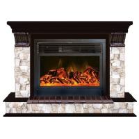 Glenrich Панорама 28 (New flame) камень-Арбат/цвет-Дуб 46 электрокамин с широким очагом 2D
