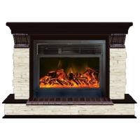 Glenrich Панорама 28 (New flame) камень-Мисхор/цвет-Дуб 46 электрокамин с широким очагом 2D