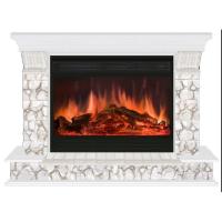 Glenrich Панорама 33 (Premier S33) камень-Карелия/цвет-Белый электрокамин с широким очагом 2D