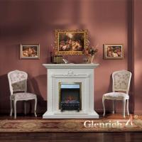 Glenrich Шервуд (Fobos brass) Белый электрокамин с классическим очагом 2D