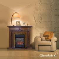 Glenrich Шервуд (Magestic brass) Дуб 35 электрокамин с классическим очагом 2D