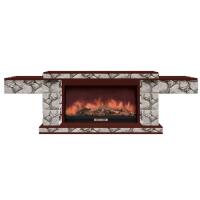Glenrich Тауэр (Premier S86) камень-Карелия/цвет-Красное дерево электрокамин с широким очагом 2D