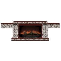 Glenrich Тауэр (Rondo S86) камень-Карелия/цвет-Красное дерево электрокамин с широким очагом 2D