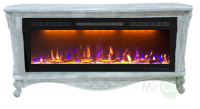 Glenrich Версаль Crystal 36 с царгой Мрамор белый электрокамин с широким очагом 2D
