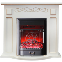 InterFlame Аспен белый с золотом с очагом Majestic LUX/BLACK электрокамин с классическим очагом 2D