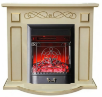 InterFlame Аспен бежевый с золотом с очагом Majestic LUX/BLACK электрокамин с классическим очагом 2D