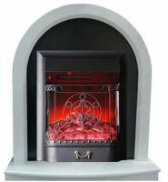 InterFlame Джойс белый с очагом Majestic LUX/BLACK электрокамин с классическим очагом 2D