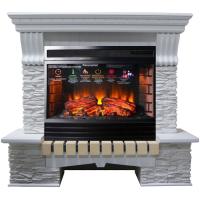 InterFlame Экстер Сланец (белый) с очагом Panoramic 25 LED FX электрокамин с широким очагом 2D