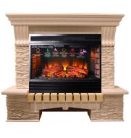 InterFlame Экстер Сланец (бежевый) с очагом Panoramic 25 LED FX электрокамин с широким очагом 2D