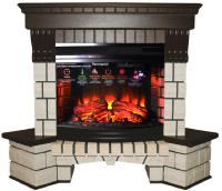 InterFlame Экстер угловой (тёмный дуб) с очагом Panoramic 25 LED FX электрокамин с широким очагом 2D