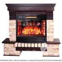 InterFlame Exter / Экстер Альпина с очагом Panoramic 25-30 led каменный камин (портал+очаг)