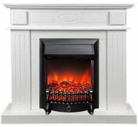 InterFlame Лестер белый с очагом Fobos LUX/BLACK электрокамин с классическим очагом 2D