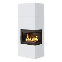 Kratki SIMPLE Box белый с топкой BS, правый угол готовый дровяной каминокомплект