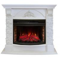 Real-Flame Athena 25/25,5 WT с очагом Firefield 25 S IR греческий стиль красивый белый электрокамин с обогревом