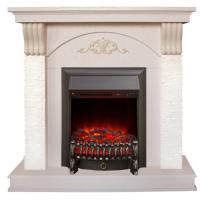 Real-Flame Corfino STD/EUG/18 NT WT- F612 с очагами Fobos s Lux BL/BR и Majestic s Lux BL/BR электрокамин с классическим очагом 2D