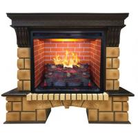 Real-Flame Stone Brick 26 AO с очагом 3D Leeds 26 (цвет античный дуб) камин электрический с эффектом пламени 3D и увлажнением