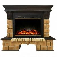 Real-Flame Stone Brick 26 с очагом Moonblaze lux Bl/Br от электросети камин с лампами накаливания