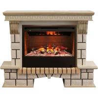 Real-Flame Stone new 26/HL WTG с очагом 3D Helios бежевый камин в частный дом