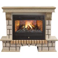 Real-Flame Stone new 26/HL WTG с очагом 3D Novara из камня закрытый электрокамин