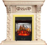 Royal Flame Luxemburg (Слоновая кость) c очагом Majestic FX Brass/Black электрокамин с классическим очагом 2D