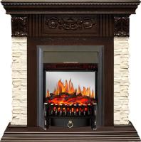 Royal Flame Luxemburg (Темный дуб) c очагом Fobos FX Black/Brass электрокамин с классическим очагом 2D