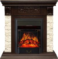 Royal Flame Luxemburg (Темный дуб) c очагом Majestic FX Brass/Black электрокамин с классическим очагом 2D