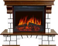 Royal Flame Porto (орех/белый камень) с очагом Jupiter FX электрокамин с широким очагом 2D