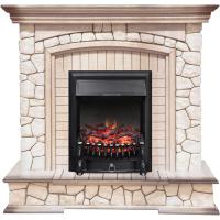 Royal Flame Preston (Слоновая кость с патиной) с очагом Fobos FX Black электрокамин с классическим очагом 2D