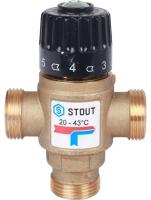 STOUT 3/4 НР 20-43°С KV 1,6 м3/ч смесительный клапан