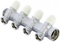 TIEMME 1"x3/4 на 4 выхода, никель, с наружной резьбой коллектор распределительный