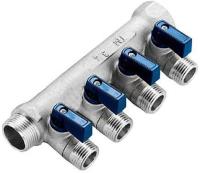 TIEMME 3/ 4"x1/2 на 4 выхода, никель, с наружной резьбой коллектор распределительный