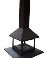 TRAFORART VULCANO CENTRAL со стеклом полка керамика черная готовый дровяной каминокомплект