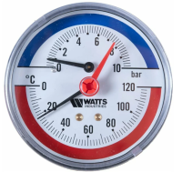 Watts FR 818 (TMAX) 10 бар термоманометр аксиальный